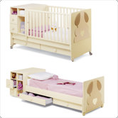 Bambino Legno Pinocchio Convertible Cot Bed in Vanilla and Chocolate