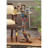 Renenutet Egyptian Cobra Goddess Glass Topped End Table