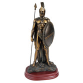 Legendary Spartan Warrior Statue in Verdigris Faux Bronze