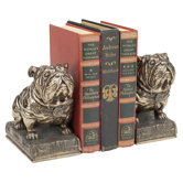 Bulldog Mascot Bookend in Antique Faux Bronze (Set of 2)