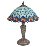 Peacock Feathers Stained Glass Lamp