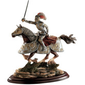 Medieval Charging Knight and Horse Sculpture