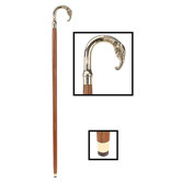 Elephant Polished Brass Curved Handle Walking Stick