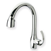 Metrohaus One Handle Single Hole Kitchen Faucet with Curved Lever Handle and Pull-out Spray
