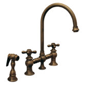 Vintage III Two Handle Widespread Bridge Faucet with Gooseneck Swivel Spout, Cross Handles and Side Spray