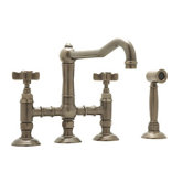 Country Kitchen Two Handle Widespread Bridge Faucet with Metal Levers