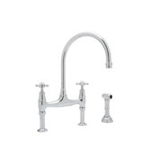 Perrin and Rowe Deck Mount Two Handle Widespread Bridge Kitchen Faucet with High "C" Spout