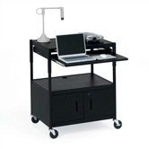 Height Adjustable Multimedia Presentation Cart with 10 Electrical Outlets