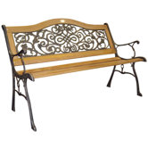 Sienna Wood and Cast Iron Park Bench