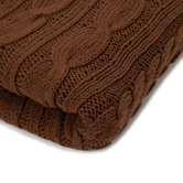 Organic Cotton Fisherman Cable Blanket in Cocoa