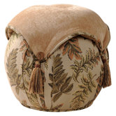 Woodland Ottoman with Top and Side Self Button, Self Cord and Tassels