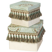 Fortune Square Boxes with Tassel Fringe (Set of 2)