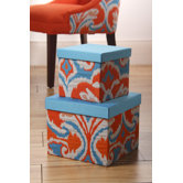 Ikat Square Applique Boxes (Set of 2)