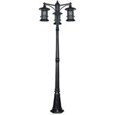 Treehouse Three Light Outdoor Post Lantern in Black