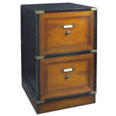 Campaign File Cabinet in Black and Distressed Honey