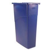 Slim Jim Waste Container, Rectangular, Plastic, 23 gal, Blue