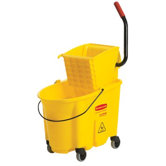 WaveBrake&trade; Bucket/Wringer Combination Packs - yellow mopping bucket and wringer combo pack