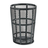 Steel Street Basket Waste Receptacle, Round, Steel, 48gal, Black