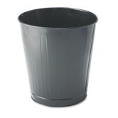 Fire-Safe Wastebasket, Round, Steel, 6.5gal, Gray