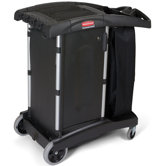 Compact Turndown Housekeeping Cart in Black