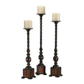 Medium Quaker Floor Candle Holder with Verde Accents in Rust