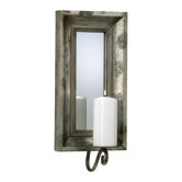 Glass and Wood Abelle Candle Mirror Wall Sconce