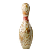 Bowling Pin with Red Strip in Distressed Antique White