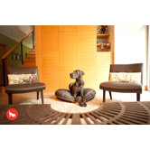 Signature Urban Denim Round Dog Bed in Medieval Blue / Mandarin