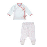Hello Goodbye Print Side Tie Layette Set