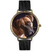 Unisex Boxer Photo Watch with Black Leather