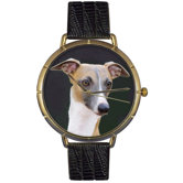 Unisex Greyhound Photo Watch with Black Leather