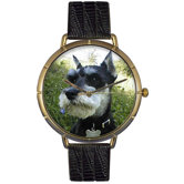 Unisex Schnauzer Photo Watch with Black Leather