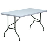 30" W Blow Molded Plastic Folding Table in Granite White