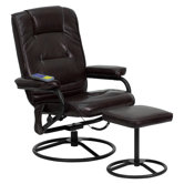 Leather Heated Reclining Massage Chair and Ottoman