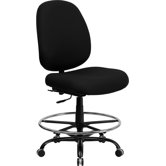 Height Adjustable Hercules Series Big and Tall Fabric Drafting Stool with Extra Wide Seat