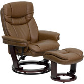 Contemporary Leather Recliner and Ottoman