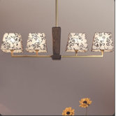 Trap&eacute;zio Gold 4 Light In-Line Pendant in Stained and Gold