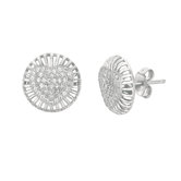 Micro-Set Cubic Zirconium Heart in Circle Shape Stud Earring