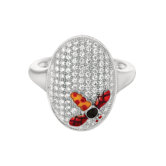 Sterling Silver Micro-Set Cubic Zirconium Oval with Dragonfly Fashion Ring