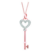0.39" Heart Key Pendant in Rose Gold