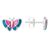 Sterling Silver and Enamel Butterfly Earring
