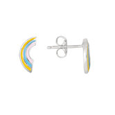 Sterling Silver and Enamel Rainbow Earring