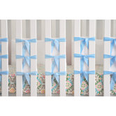 Minky Ventilated Slat Bumper with Sky Blue Ties in White