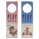 "Play Zone" Wooden Doorknob Sign in Distressed Blue