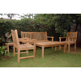 Bahama Rectangular Coffee Table with Mini Side Table, Armchair and Bench