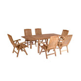 Bahama 7 Piece Rectangular Extension Table Set with Katana Recliner Folding Armchair