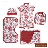 5 Piece Baby Gift Set in Burgundy Toile