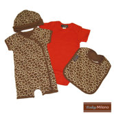 4 Piece Baby Clothes Gift Set in Giraffe Print and Red