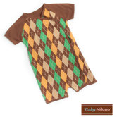 Kimono Baby Bodysuit in Brown Argyle