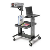 Adjustable Projector Table with 7" - 13" x 12" Shelf, Laptop Shelf, and 4" Casters